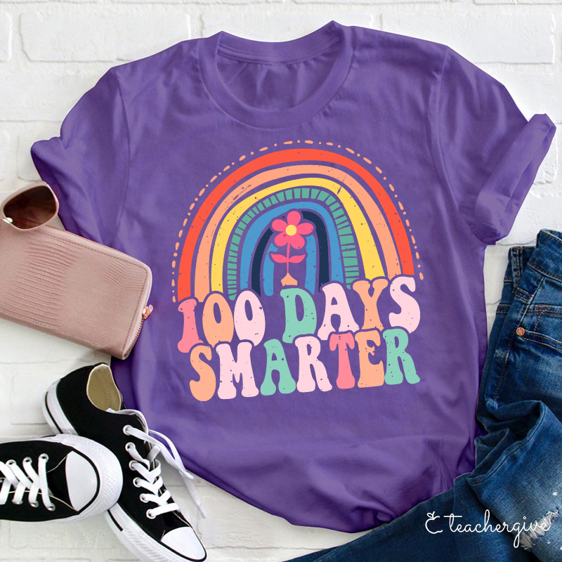 100 Days Smarter Rainbow Teacher T-Shirt