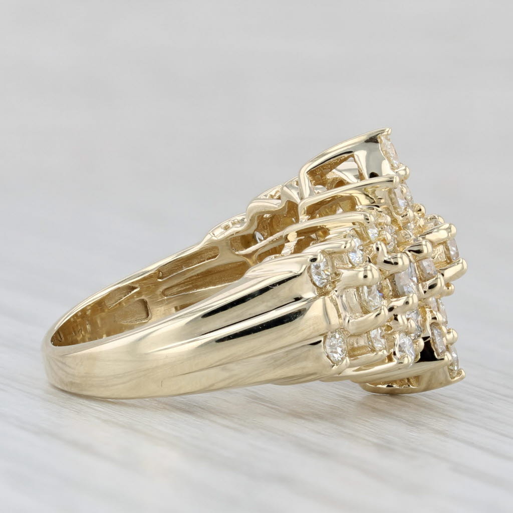 1.85ctw Diamond Cluster Cocktail Ring 10k Yellow Gold Size 5.25
