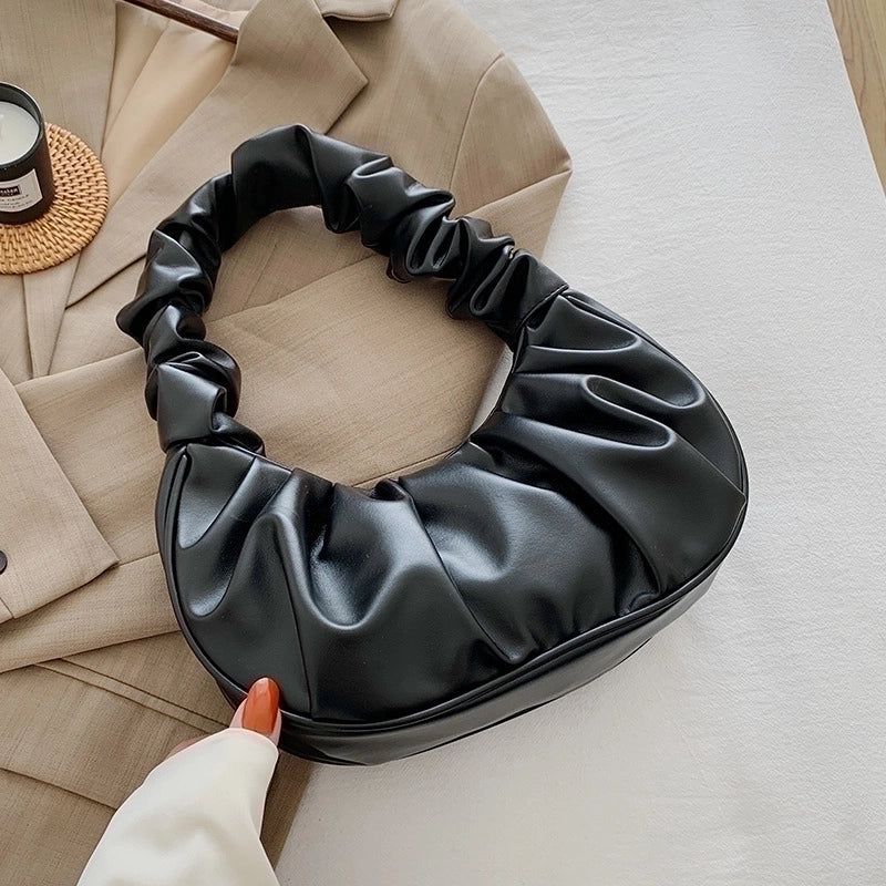 Solid Color Cloud Fold Single Shoulder Bag