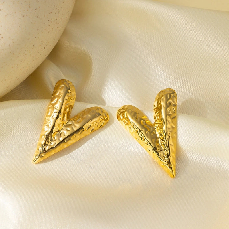 1 Pair Basic Minimalist Irregular Heart Shape Plating Titanium Steel Ear Studs
