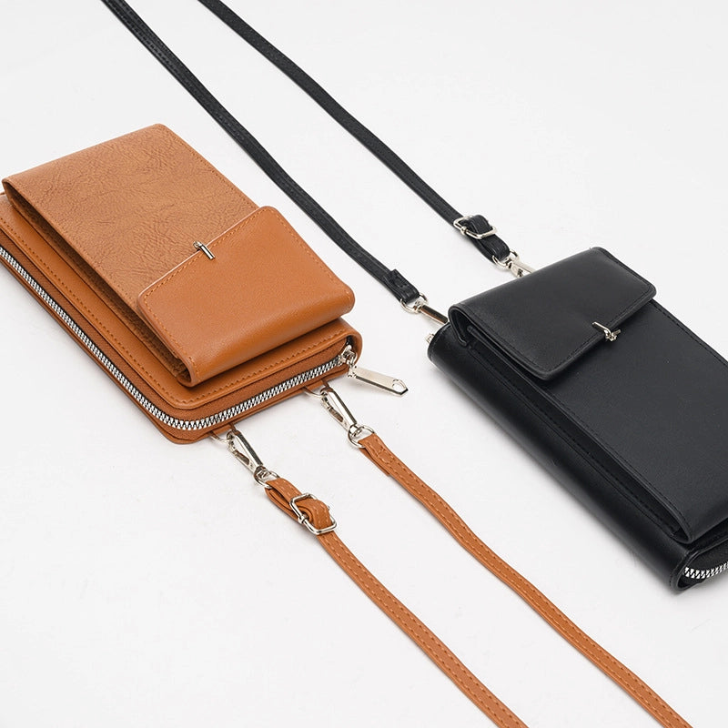 Women's Small Pu Leather Solid Color Basic Classic Style Square Flip Cover Phone Wallets
