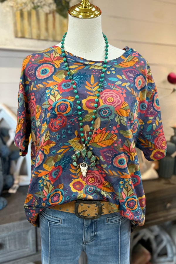 Artistic Abstract Floral Top