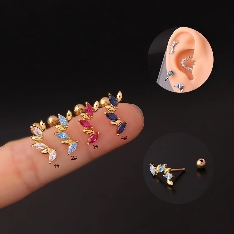 Ear Cartilage Rings & Studs Fashion Geometric 316L Stainless Steel  Copper Plating Inlay Zircon