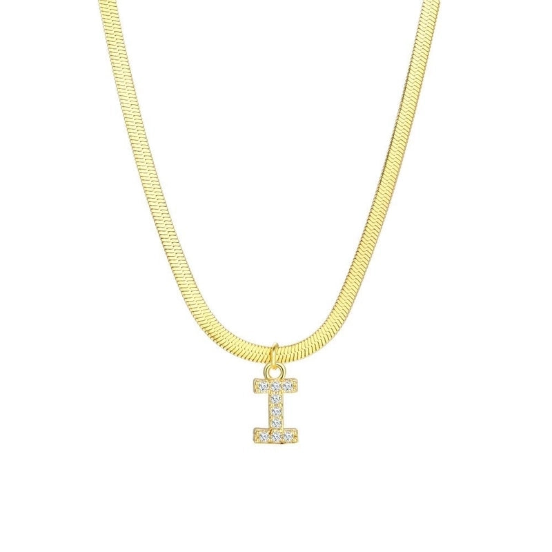 Minimalist Classic Style Letter Copper Inlay Zircon Pendant Necklace