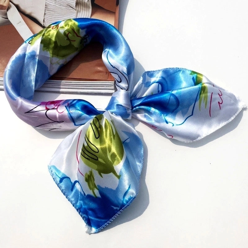 Unisex Sweet Geometric Satin Printing Silk Scarves