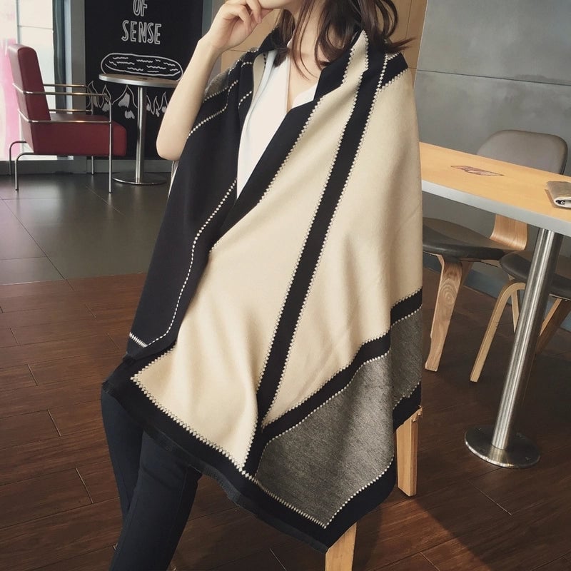 Scarf Women's Autumn And Winter Shawl Thickened Warm Neck Double-sided Extra Large Office Dual-use Long New