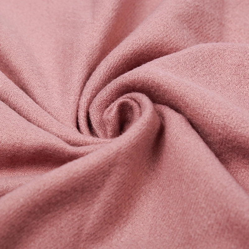 Cashmere Solid Color Scarf Women's Autumn And Winter 220g Explosions Barbed Hair Padded Travel Warm Tassel Shawl