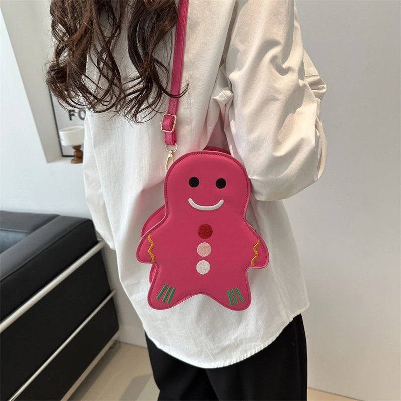Women's Mini Pu Leather Cartoon Character Streetwear Round Zipper Circle Bag