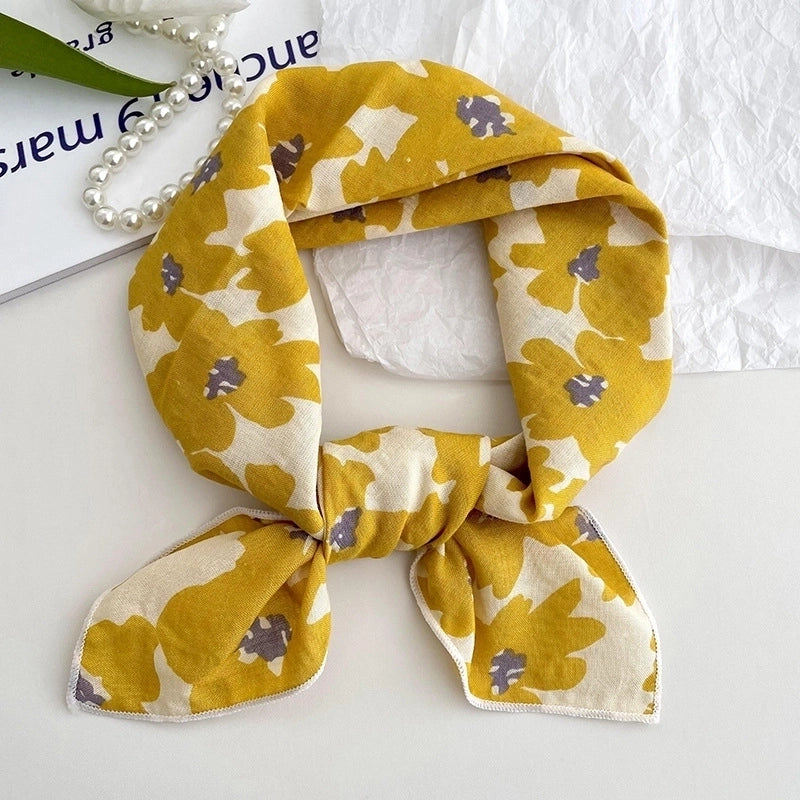 Women's Sweet Minimalist Color Block Cotton And Linen Printing Scarf