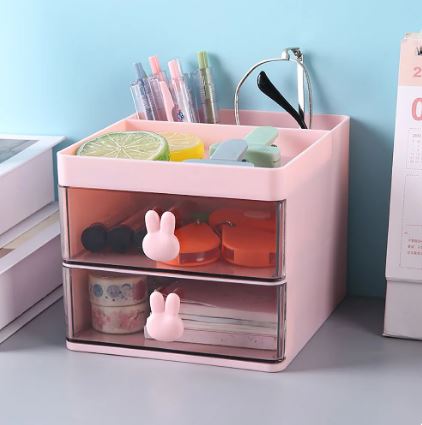 Small Desk Organizer With Drawer. Office Desktop Storage Box. Stationery/Makeup Organizer Storage Box