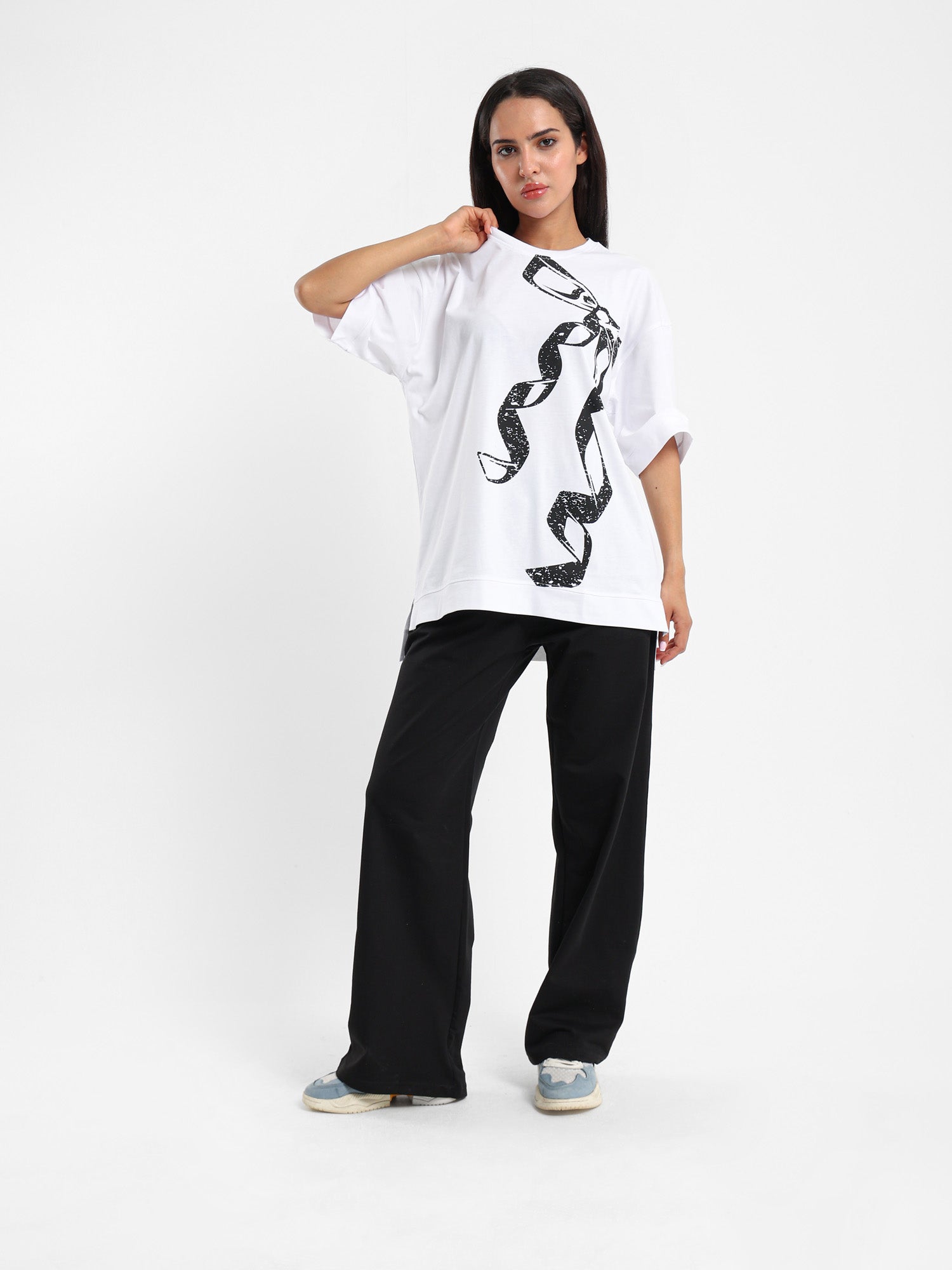 Printed Bow Half Sleeve Tee