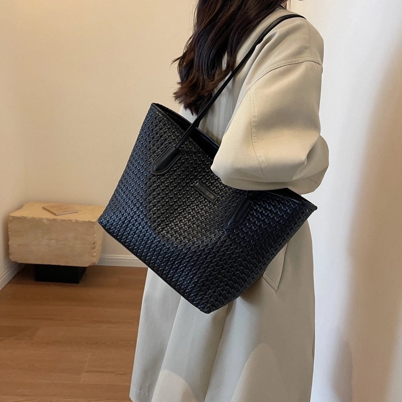 Women's Medium All Seasons Pu Leather Solid Color Basic Square Zipper Shoulder Bag Tote Bag