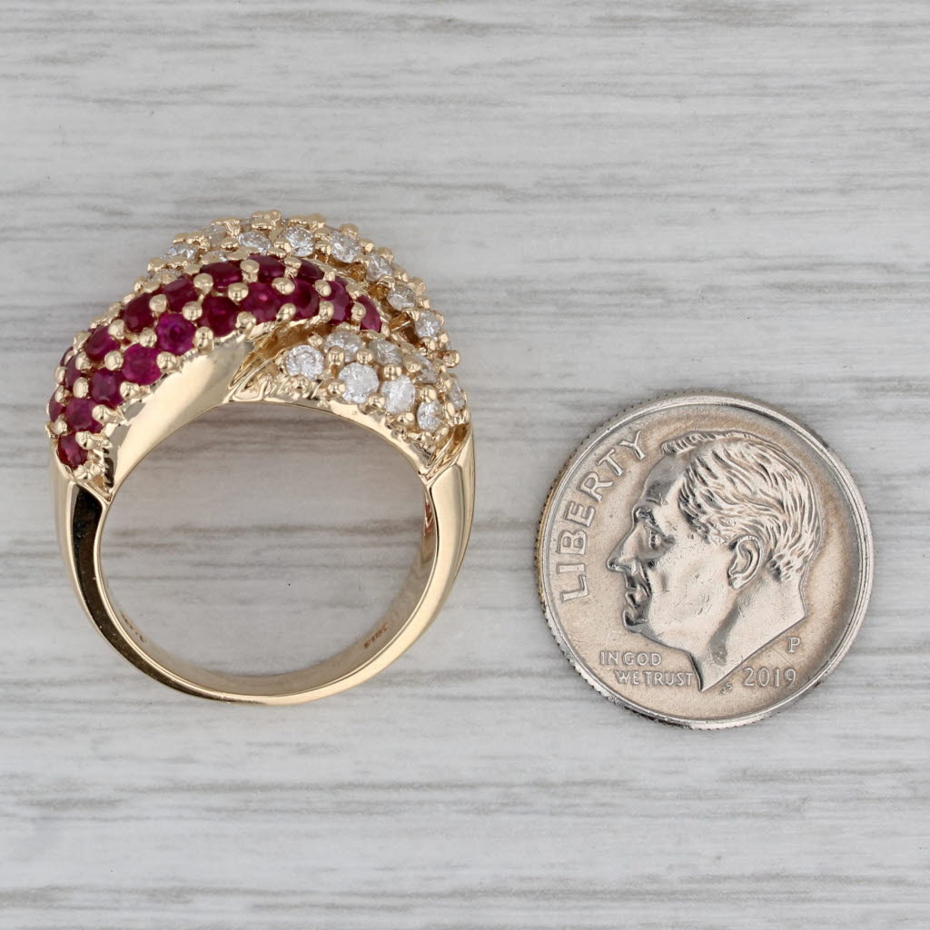 2.75ctw Ruby Diamond Knot Ring 14k Yellow Gold Size 6.75 Cocktail