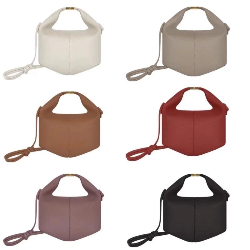 Women's Mini Leather Solid Color Elegant Basic Dumpling Shape Magnetic Buckle Tote Bag
