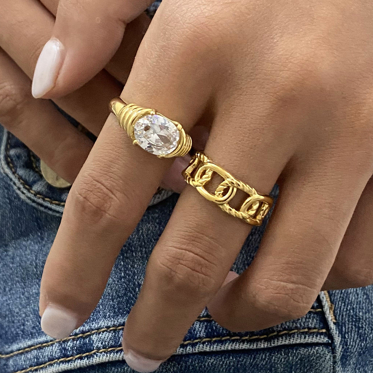 Diamond Titanium Steel Ring Female Niche Design Ring First Stainless Steel Ring
