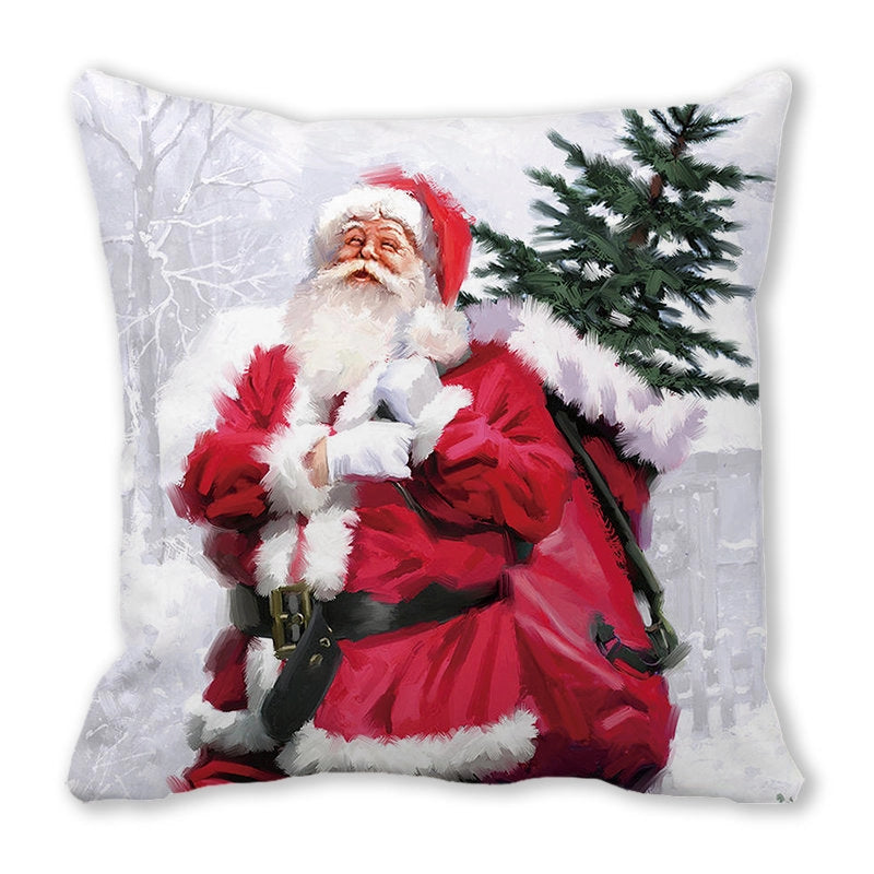 Christmas Pastoral Santa Claus Chemical Fiber Pillow Cases Couch & Sofa Decor