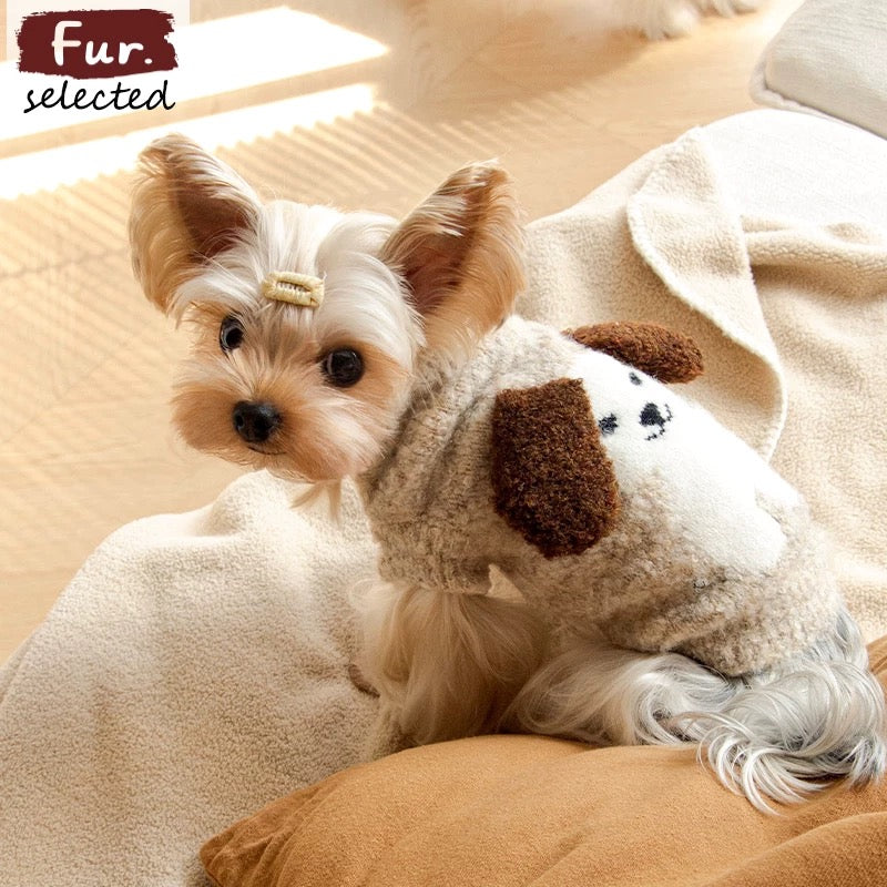 Dog Pattern Ear Decor Warm Dog Sweater