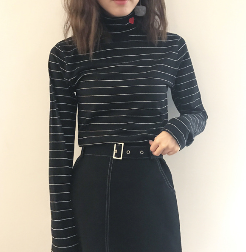 High Neck Heart Long Sleeve Shirt