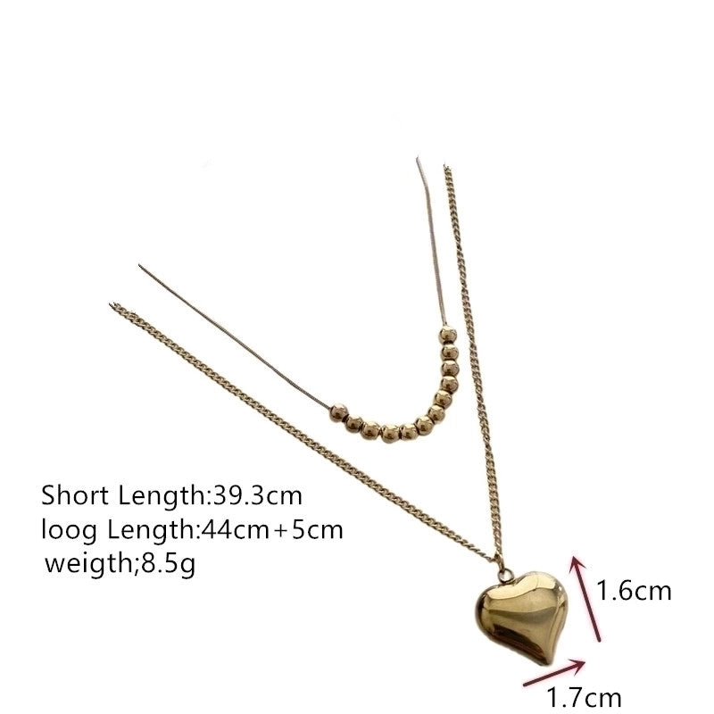 Minimalist Commute Heart Shape Stainless Steel Titanium Steel Titanium Steel 18K Gold Plated Gold Plated Silver Plated Plating Layered Necklaces