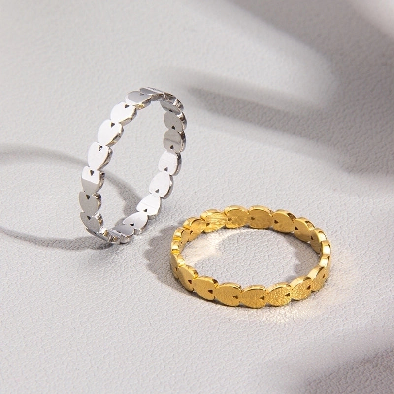 Sweet Heart Shape 201 Stainless Steel Gold Plated Rings