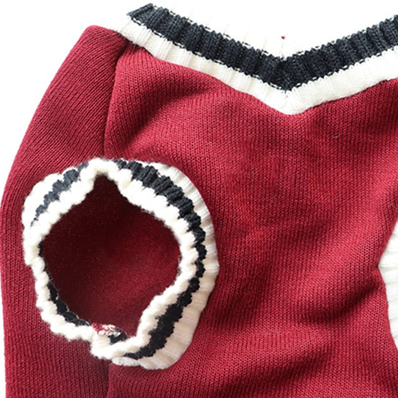 V-neck Striped Knit Vest For Dog Cat