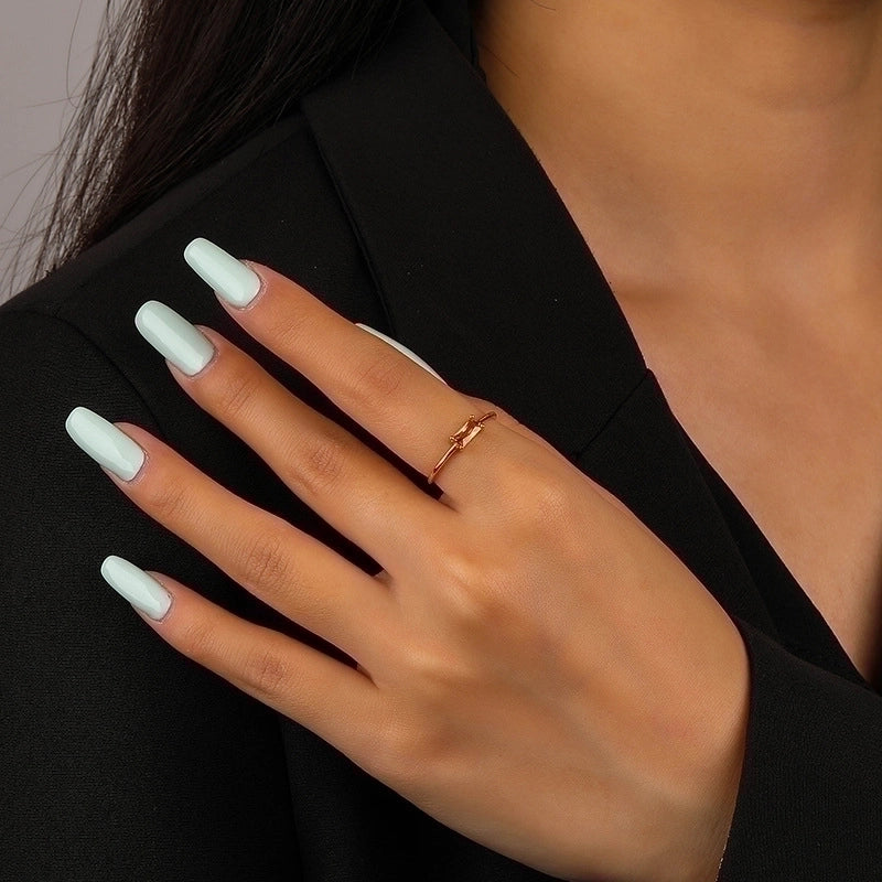 Silver Zircon Rectangle Open Ring