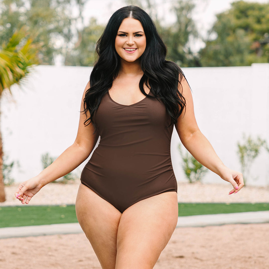 Meet You At The Lake Swimsuit. Brown