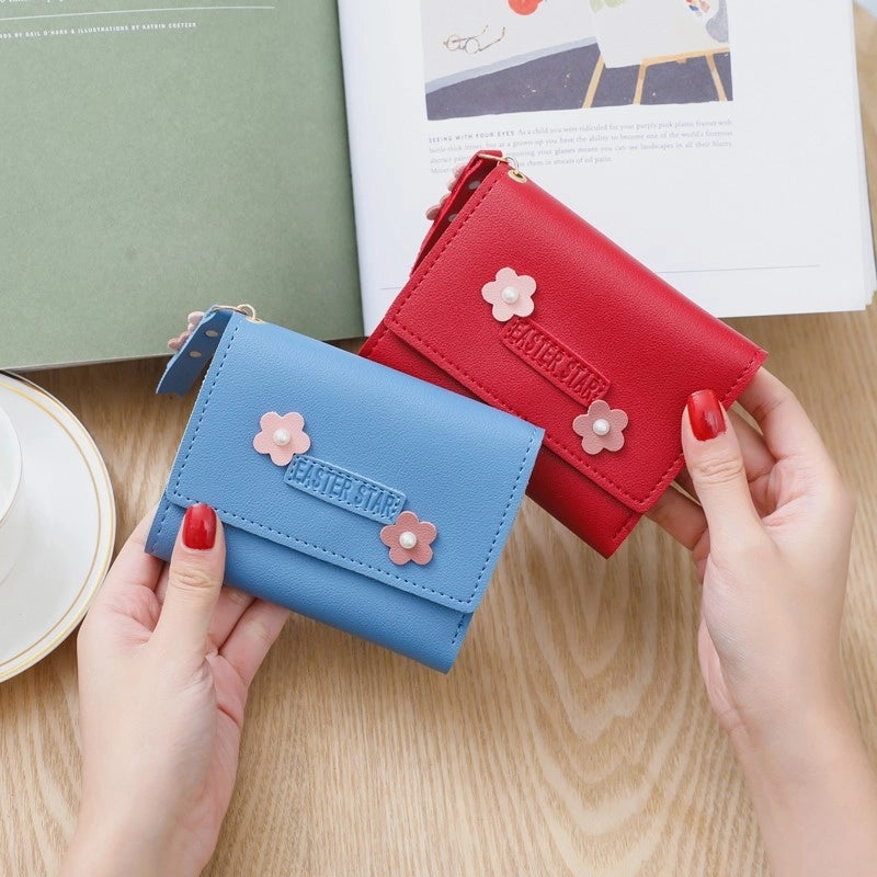 Women's Solid Color Pu Leather Flip Cover Wallets