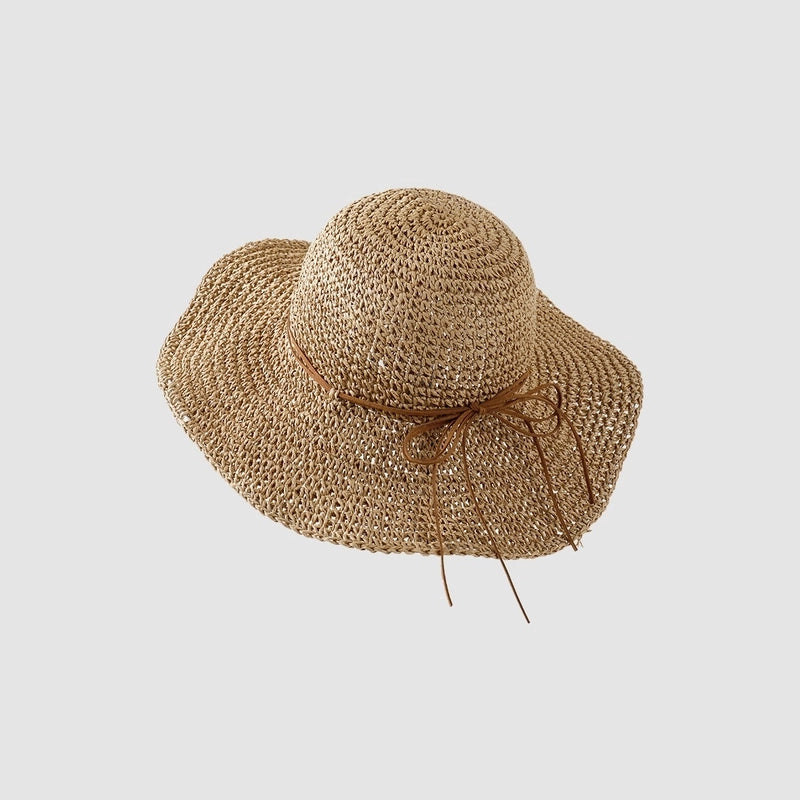 Women's Vacation Minimalist Letter Solid Color Big Eaves Straw Hat
