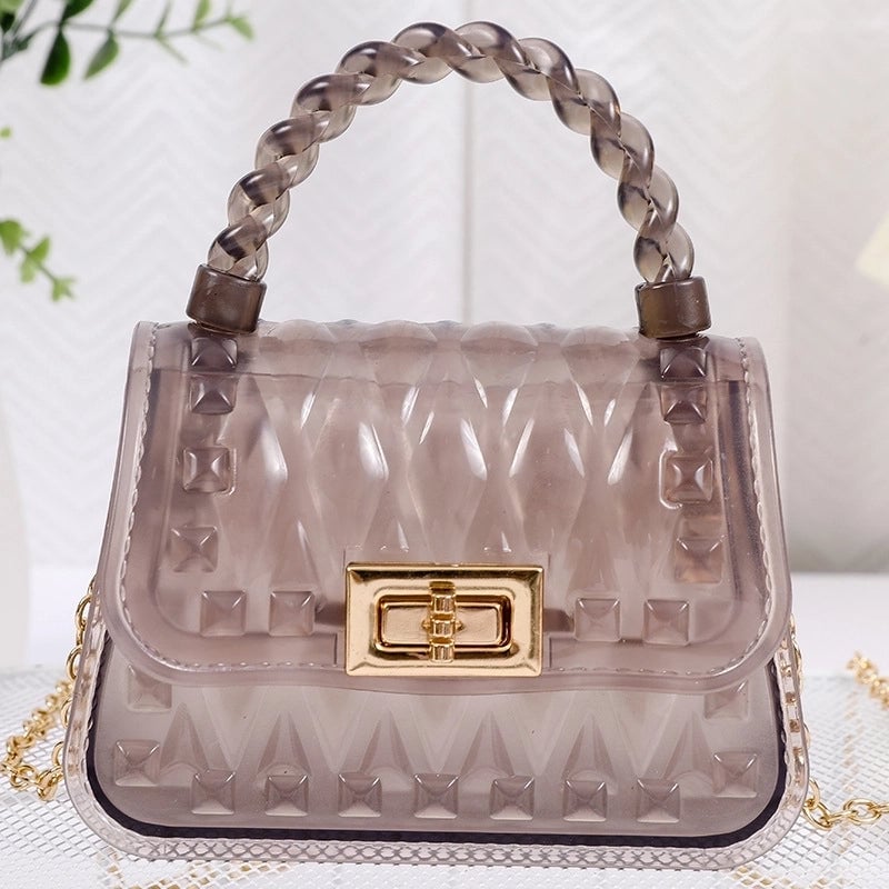 Women's Small PVC Solid Color Streetwear Square Lock Clasp Crossbody Bag