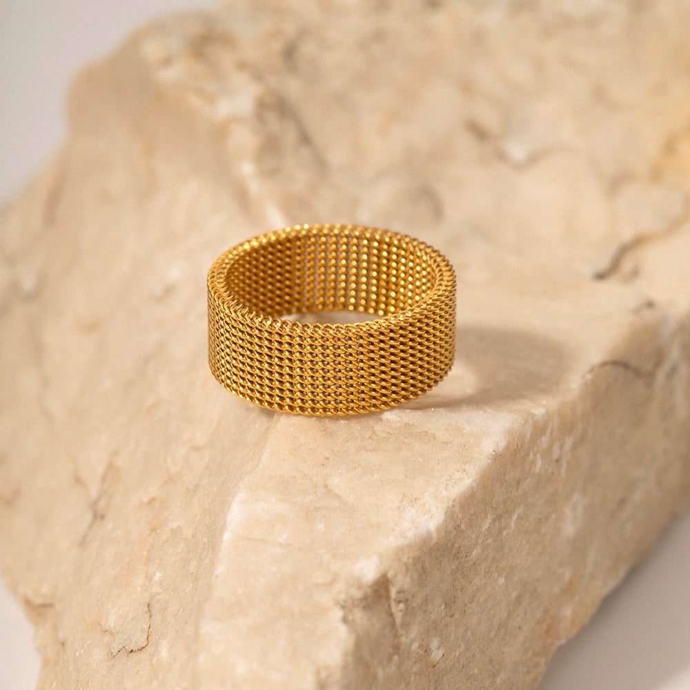 Women  Circle Geometric Stainless Steel 18K Gold Plated Rings
