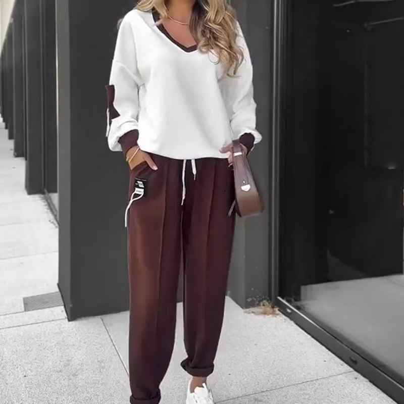 ❤️ Color-Block Pullover Hoodie & Jogger Pants Set