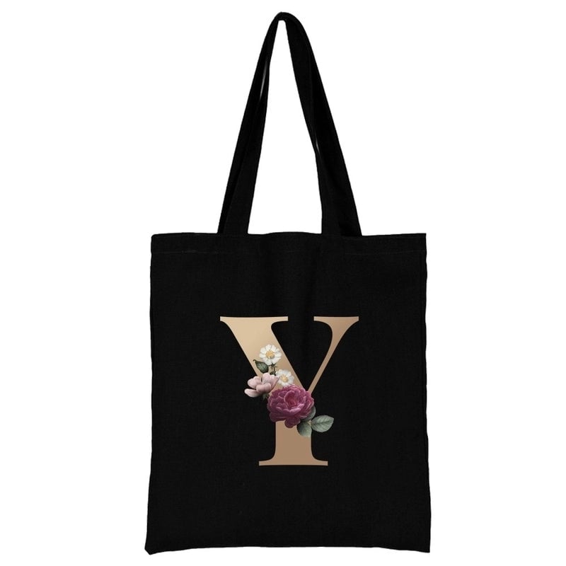 Women's Minimalist Letter Flower Shopping Bags