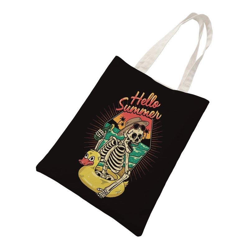 Women's Casual Pumpkin Skeleton Shopping Bags