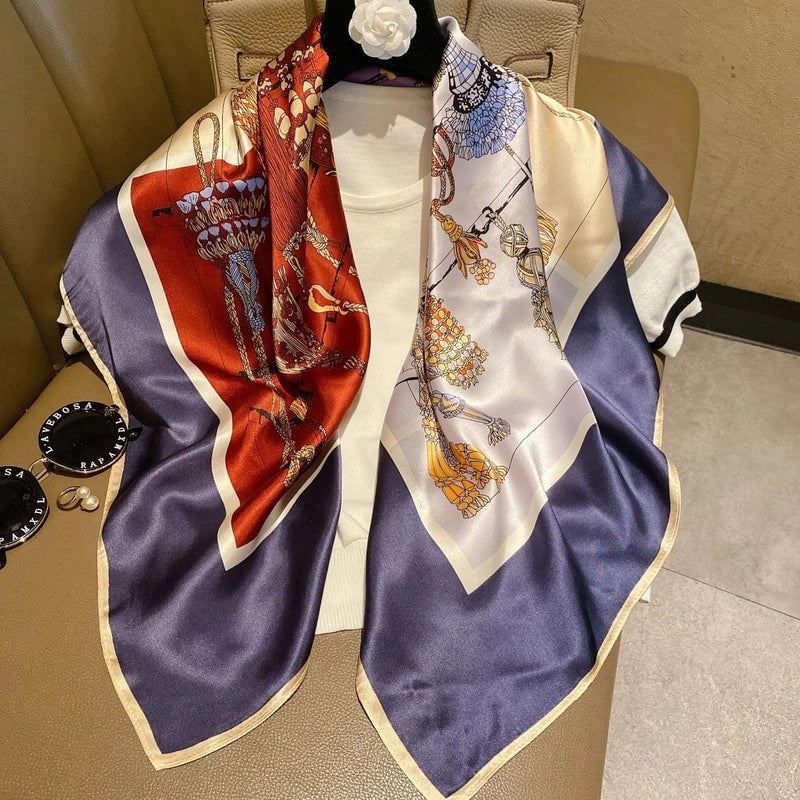 Women's Elegant Minimalist Printing Silk Printing Silk Scarf