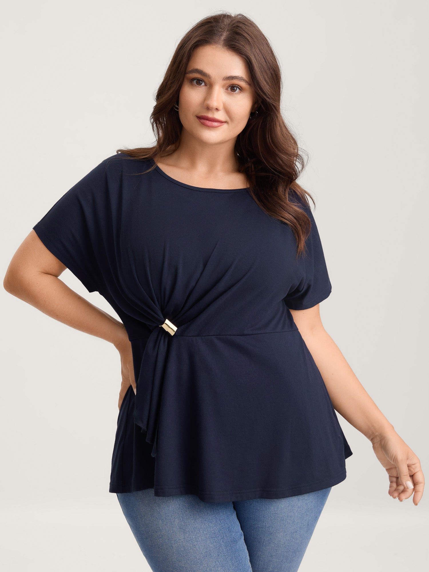 Metal Detail Knotted Plain Top