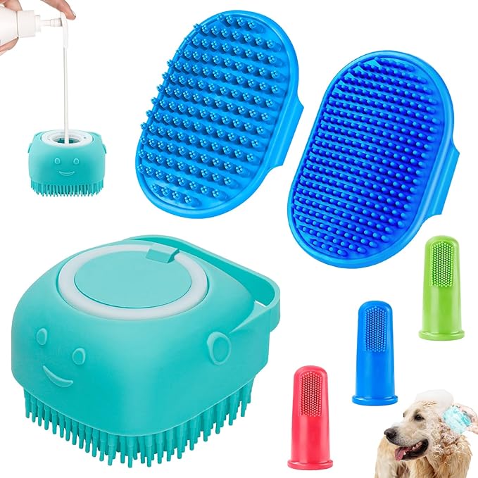 3 Pieces Dog Bath Brush, Dog Shampoo Brush, Dog Scrubber for Bath, Dog Bath Brush, Dog Shower Brush, Washing Brush with Handle