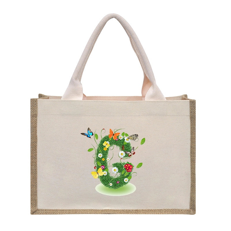 Women's Medium Canvas Letter Basic Classic Style Open Shopping Bags