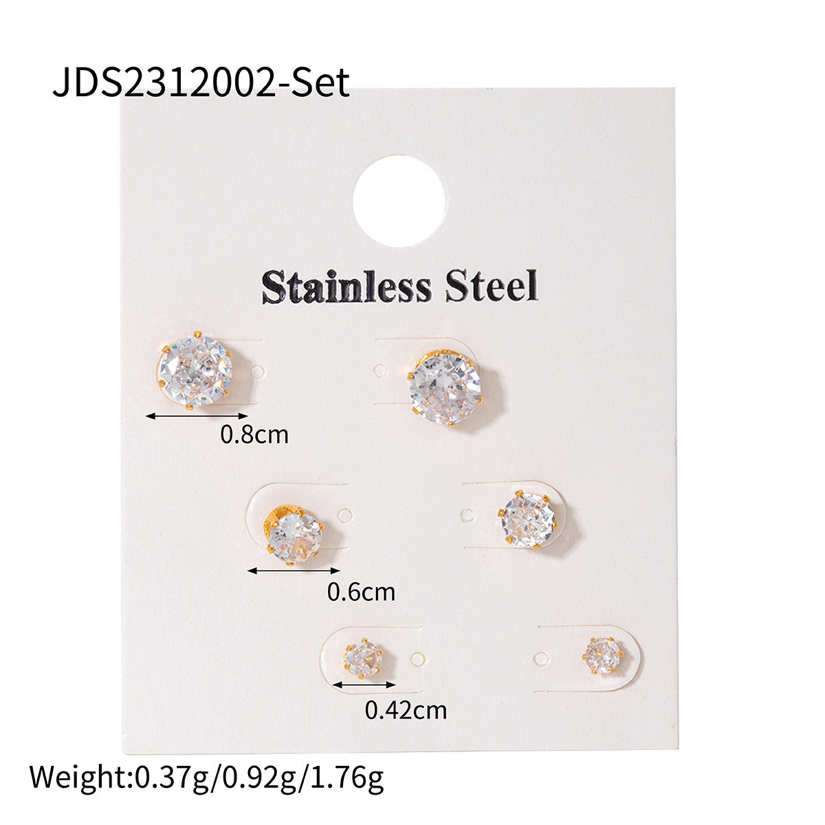 Jie Ding Three Pairs Of Stainless Steel Zircon Earrings Niche Pearl Earrings Titanium Steel Earrings