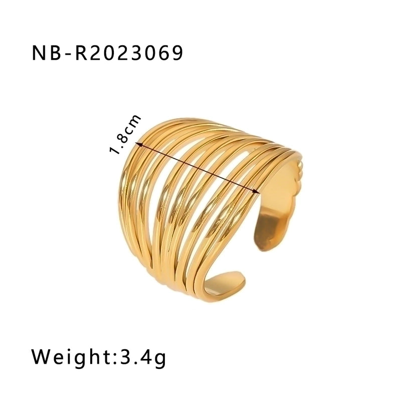 2 Pieces Stainless Steel 18K Gold Plated IG Style Basic Minimalist Plating Tree Symbol Lingge Open Rings