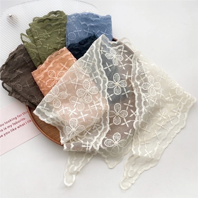 Women's Sweet Flower Lace Hollow Out Silk Scarf
