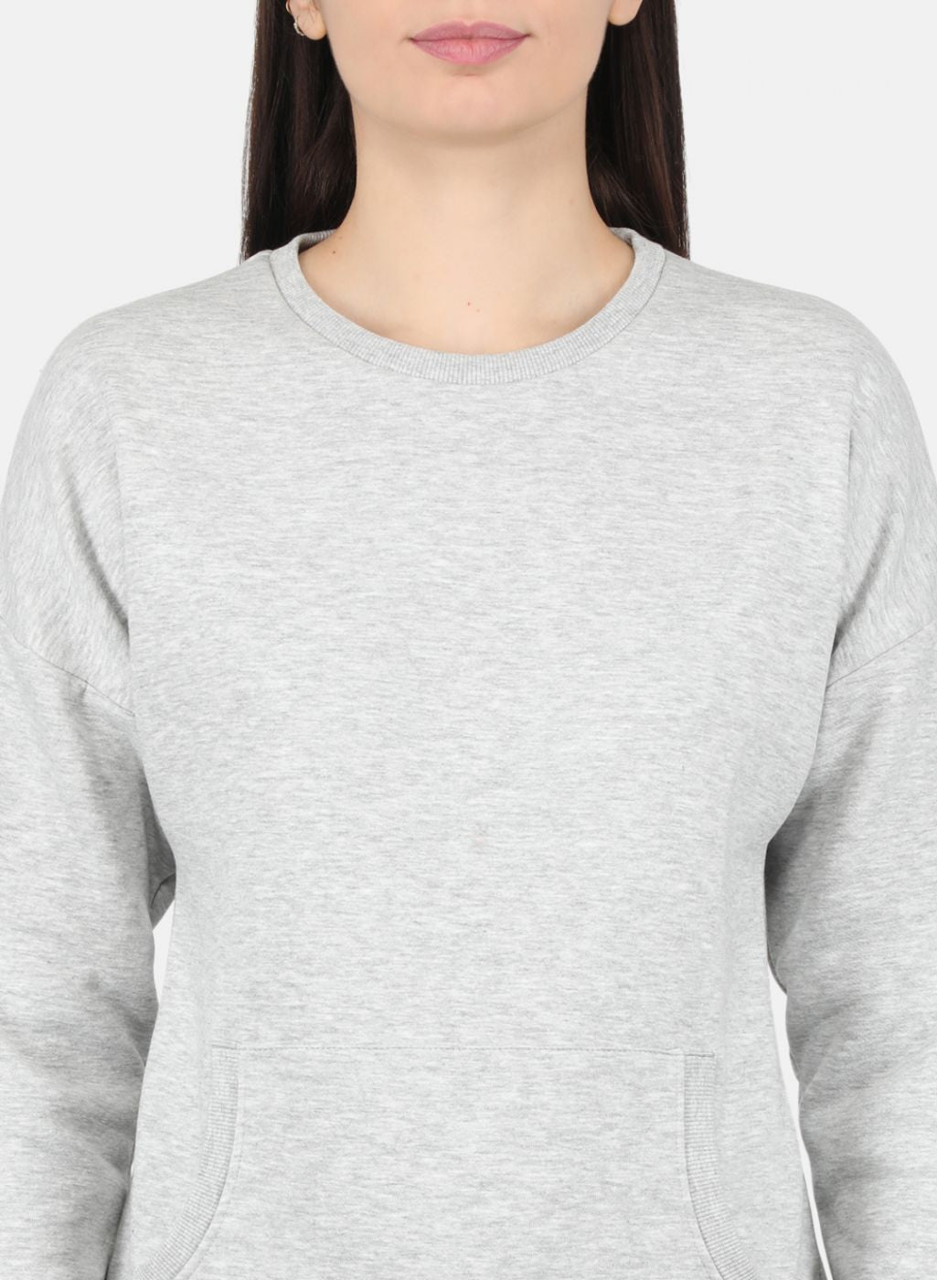 Women Grey Solid Sweatshirt