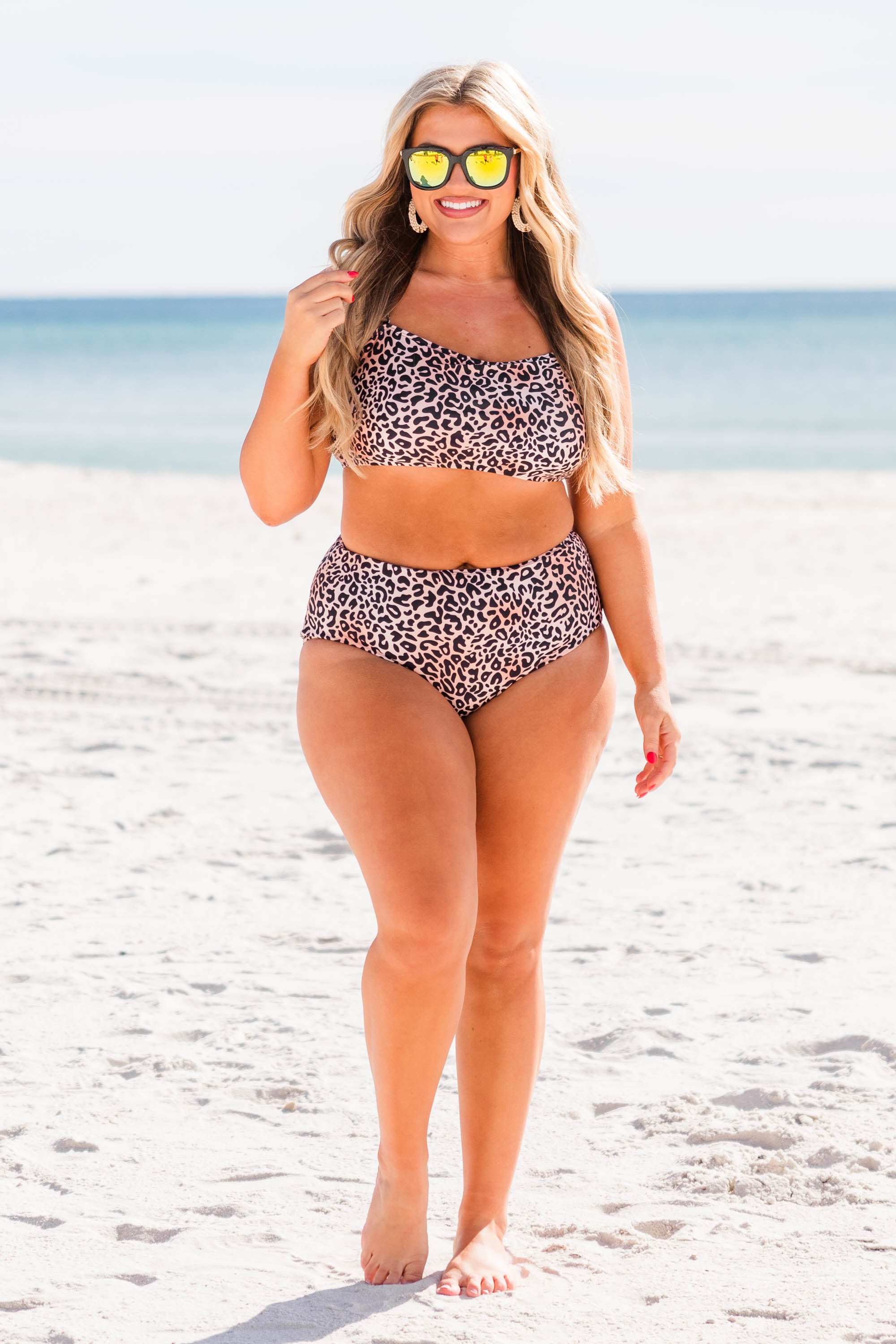 Jungle On The Beach Swim Top. Leopard