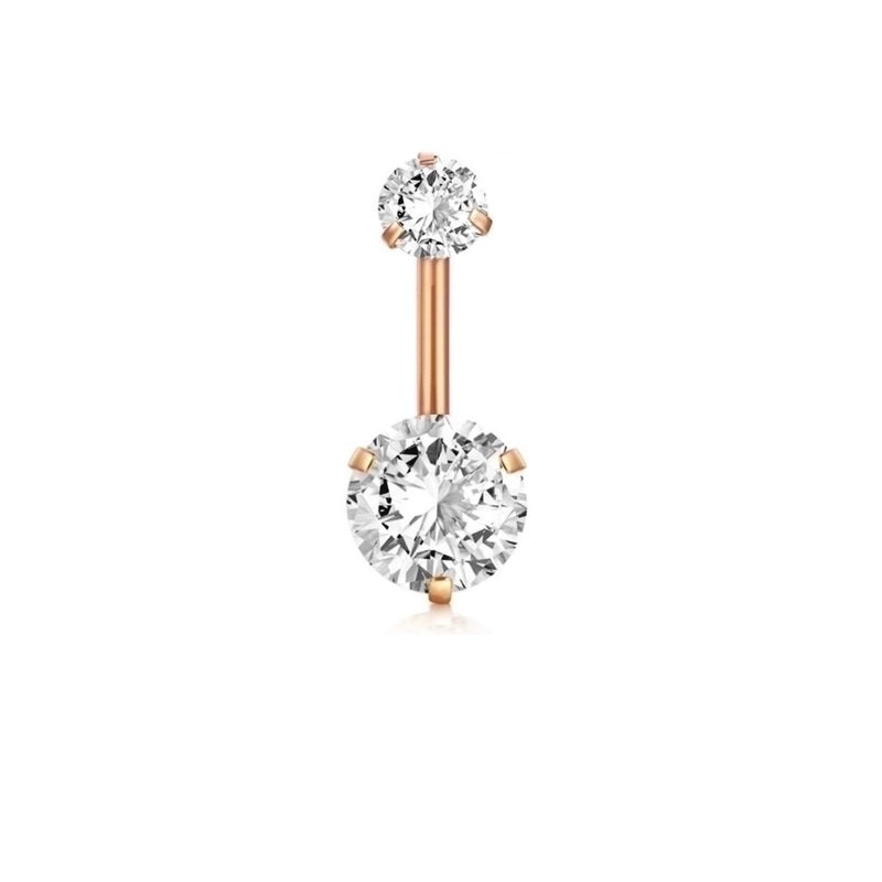 5 Pieces Fashion Water Droplets Stainless Steel Inlay Zircon Belly Ring 5 Pieces