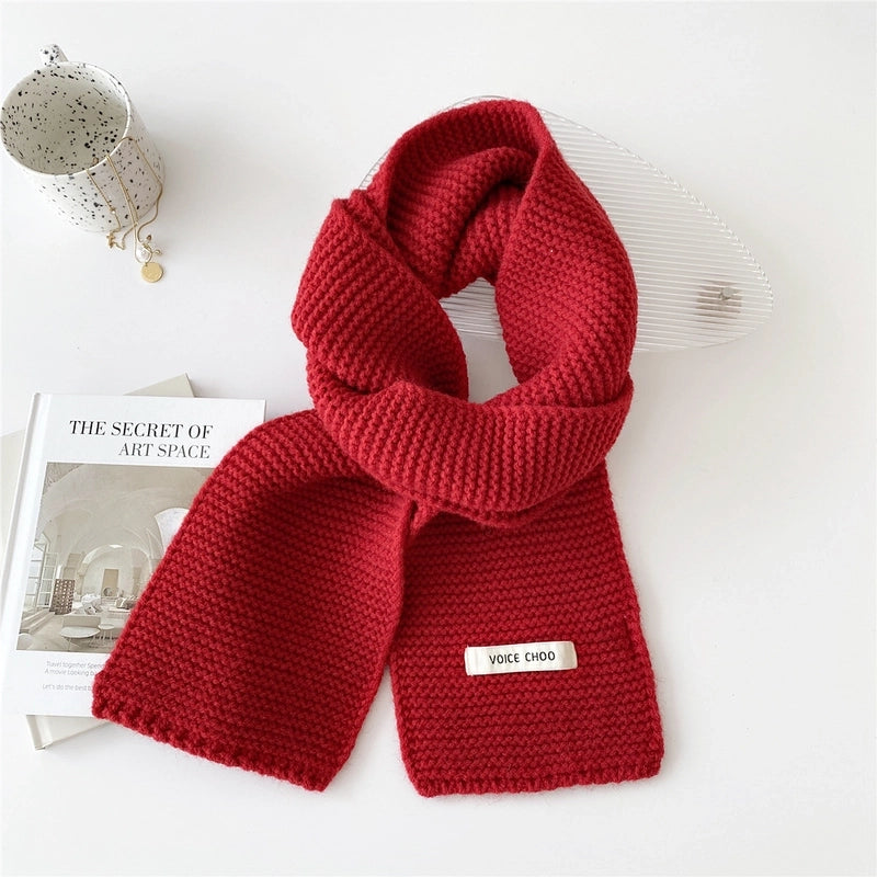 New Solid Color Scarf Women's Winter Warm  Versatile Knitted Long Thickened Student Wool Scarf