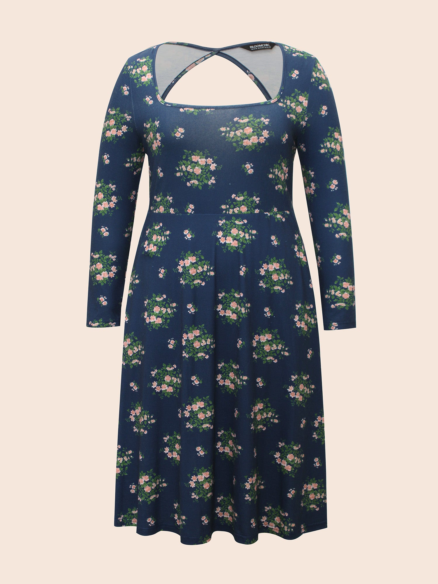 Square Neck Floral Cut Out Dress