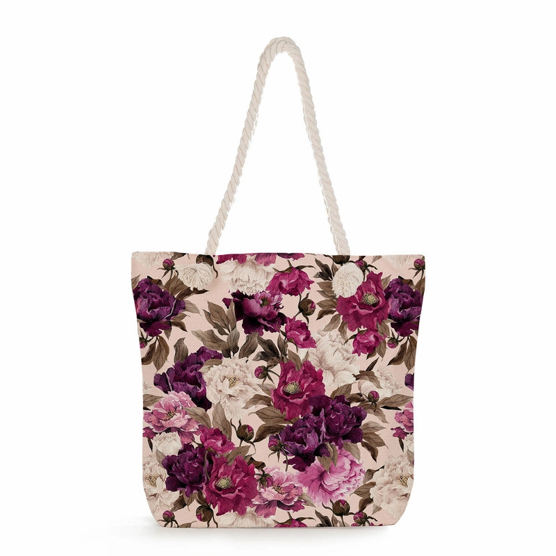 Women's Medium Linen Flower Vintage Style Classic Style Square Zipper Shoulder Bag