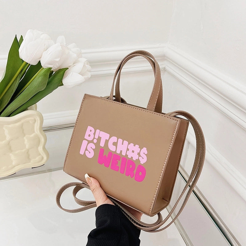 Women's Medium Pu Leather Letter Fashion Square Zipper Crossbody Bag