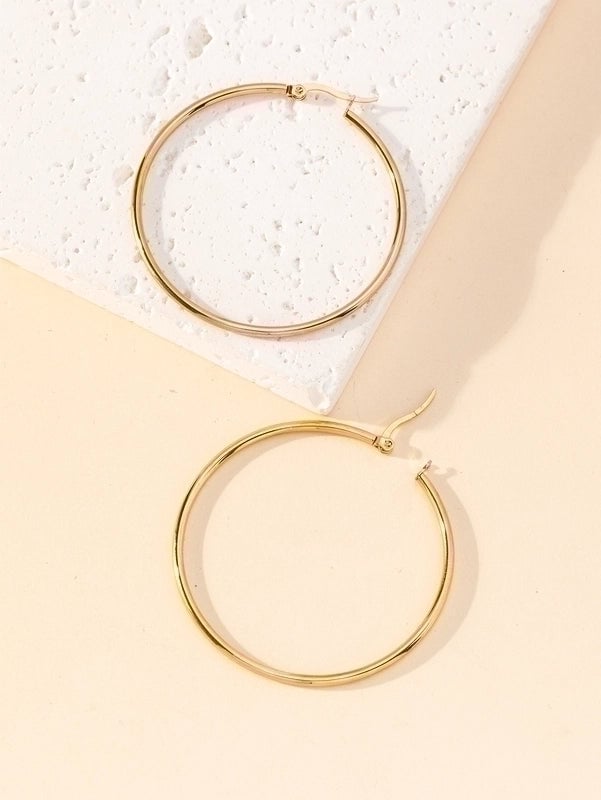 1 Pair Y2k Lady Artistic Solid Color Stainless Steel Hoop Earrings