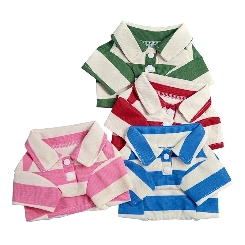 Casual Minimalist Polyester Stripe Lapel Pet Clothing